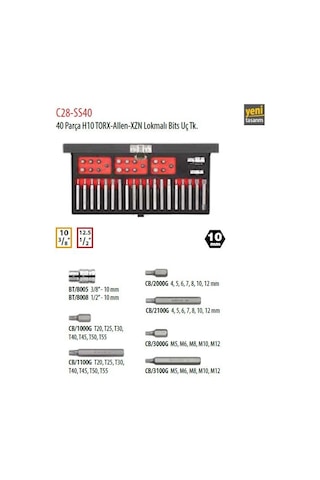 Ceta Form C28-ss40 40 Parça H10 Torx-allen-xzn Lokmalı Bits Uç Ta