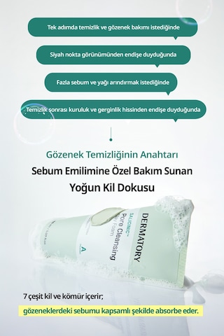 Sebumu Arındıran Siyah Nokta Ve Gözenek İçin Kil Temizleme Köpüğü Dermatory Salicinic Pore Clay Foam