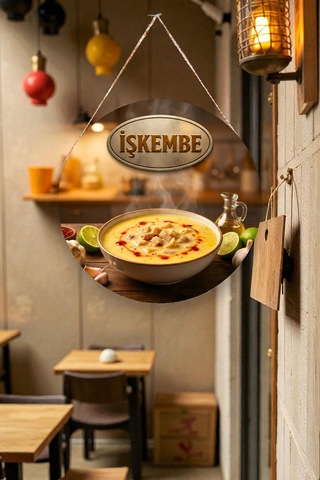 İşkembe Çorbası Görselli İpli Mdf Ahşap Kapı Duvar Süsü, Restoran, Mutfak Dekoratif Tablo