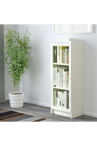 Cam Kapaklı Kitaplık, Beyaz, 40x30x106 Cm Beyaz