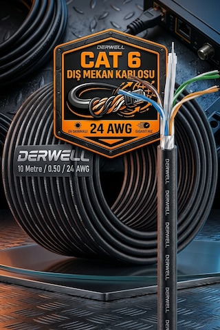 10 Metre Dış-iç Ortam Mekan Bakır Tel Cat6 Internet Kablosu Yüksek Hız 23 Awg 2 Katlı Ethernet Kablo
