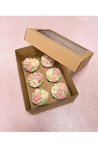 6 Lı Cupcake Kutusu Kraft