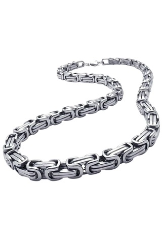 Çelik Kolye Kral Zincir Model 0.5 Mm 55 Cm Bizans Bağlantı Tasarım Gümüş Silver Gümüş