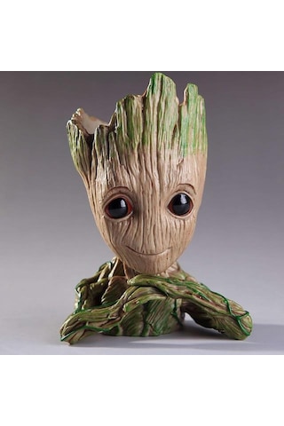 Baby Groot Figür Elleri Çenesinde Saksı Kalemlik Pla 15 Cm Büyük