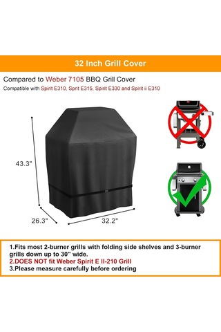 Barbekü Izgara Kılıfı, 32 İnç, Ağır Hizmet Tipi Barbekü Gazlı Izgara Kapağı Su Geçirmez, Weber, Char-broil,