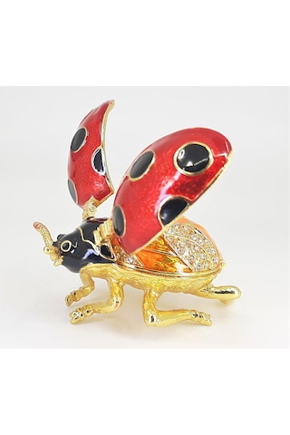 Swaroski Taşlı Metal Uğur Böceği Mücevher Kutusu
