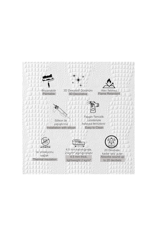 3d Duvar Paneli Boyanabilir Dekota 60x120 Cm / Deri Desenli 7'li Paket-5 M²