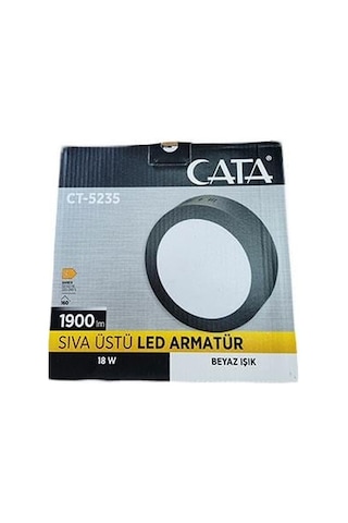 Cata Ct-5235b 18w 6400k Beyaz Işık, Siyah Kasa Sıva Üstü Yuvarlak Led Panel -