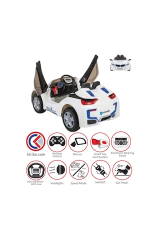 Pilsan Speed Sonic Akülü Araba 12 Volt Kumandalı Beyaz Beyaz - Mavi