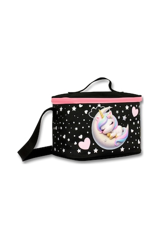 Ümit Çanta Kız Çocuk Beslenme Çantası Thermo Isı Yalıtımlı - Uykucu Unicorn - Siyah Pembe - 5061 Siyah - Pembe