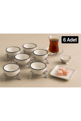 Metal Ayaklı Porselen Lokumluk,şekerlik,kahveyanı,draje,şeker,sunum Kahve Lokumluk Gümüş