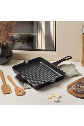 Aryıldız Duo Cast Grill Tava Kahverengi 26x32 Cm Renkli