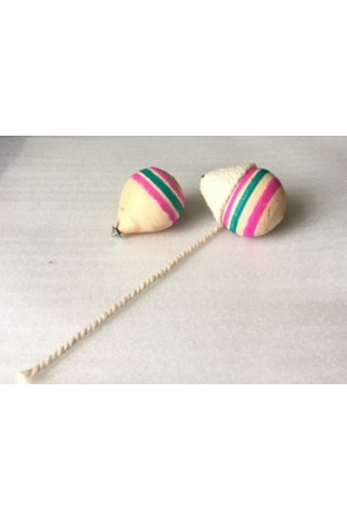 10 Adet Ahşap Topaç- 2 Metre İpiyle Birlikte