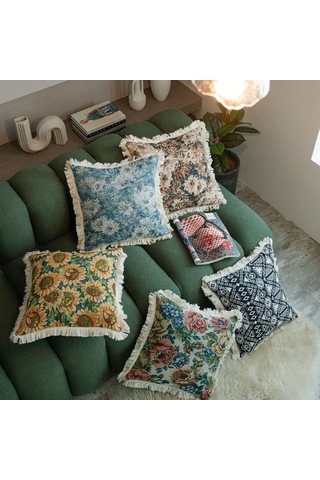 Gajeena Amerikan Stili Desenli Kumaş Yastık Kılıfı - Koltuk, Yatak, Otomobil İçin 60x60 Cm, Tassel Örgü, Siyah Rozet Beyaz, Konforlu Ve Şık Tasarım Dolgu Yok Diğer