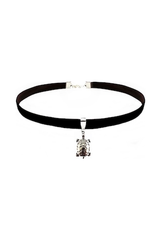 Siyah Renk Kadife Kaplumbağa Choker Siyah
