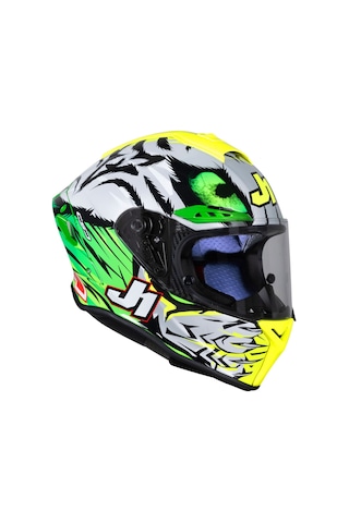 Just1 J-gpr Animal Replica Kapalı Motosiklet Kaskı Siyah Gri Sarı Yeşil Siyah - Gri - Sarı