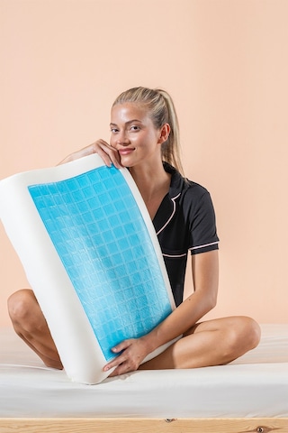 Visco Ortopedik Boyun Destekli Serinleten Jelli Yastık 60x40x12/10cm Beyaz