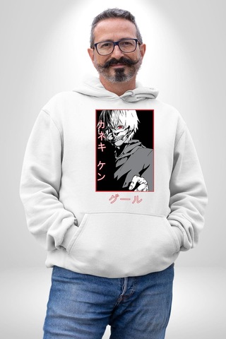 Kaneki Ken Kuma Japon Anime Şeytan Kadın Erkek Beyaz Kapüşonlu Sweatshirt Hoodie Beyaz
