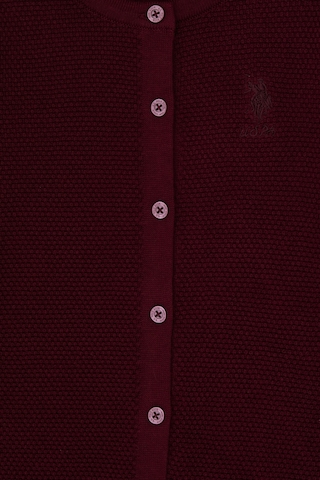 U.S. Polo Assn. Kız Çocuk Bordo Düğmeli Bisiklet Yaka Triko Hırka 50316292-VR177