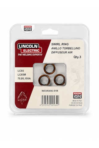 Lincoln Electric W03x0893-51r Lc65 Lc80 Lc100 Plazma Swirl Ring Gaz Dağıtıcı 70-100a 3 Adet