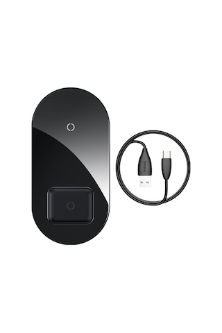 Maiyame Baseus 15w Çiftli Kablosuz Şarj Aleti, Qi Sertifikalı, İphone Ve Android Uyumlu, Bs-w508 Siyah