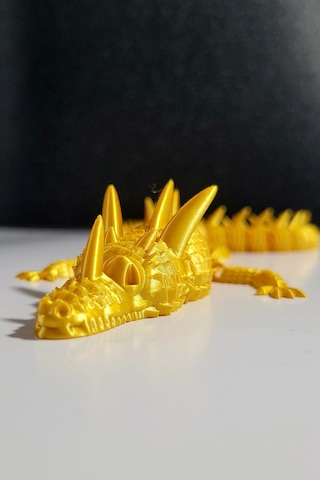 55 Cm Büyük Boy 3d Baskı Altın Ejderha Figürü Eklemli Dragon Biblo Dekoratif