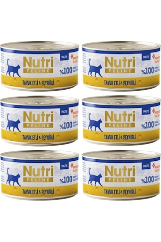 Nutri Feline Adult Pate 70gr Tavuk Etli & Peynirli 6 Adet Yaş Yetişkin Kedi Maması
