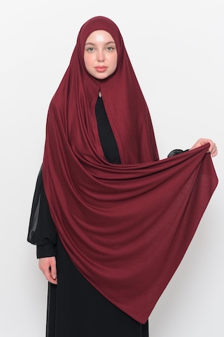 Hazır Pratik Geçmeli Lüks Düz Penye Şal Çapraz Hizalı Koyu Bordo