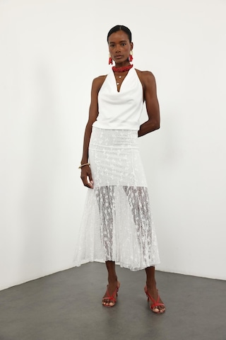 Beyaz Kloş Dantel Etek 251347 Beyaz