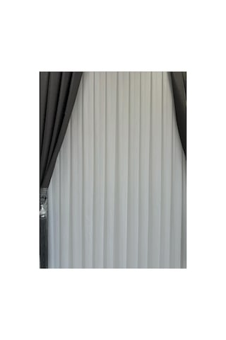 Tül Perde Keten Gümüş Çizgili Kalın Gramajı Yüksek Kırışmaz Ütü İstemez 1/3 Sık Pileli Boru Pile Kırık Beyaz