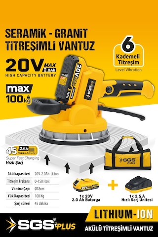 Sgs5415 20 Volt 2 Amper Akülü Titreşimli Vantuz Seramik Granit Mermer Kiremit Döşeme Makinesi