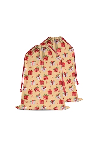 Büyük Noel Baba Hediye Çantası, Pamuklu Kordonlu, Yeniden Kullanılabilir Noel Hediye Tel