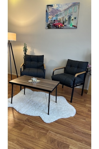 Modern Style Home Modern Avcılar Balkon, Bahçe, Cafe - Metal Kanepe Koltuk Takımı 2 Tekli + Sehpa Antrasit Modernk049 Antrasit