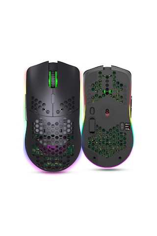 Valkyrie Kablosuz Petek Tasarım Şarjlı Gaming Mouse Rgb Aydınlatmalı 3200 Dpı Ultra Hafif Siyah -