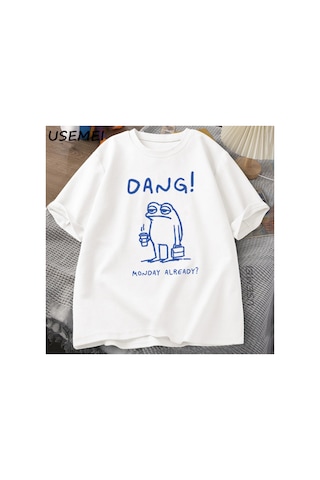 Tarzsokak Dang Pazartesi Zaten T Shirt Erkekler Komik Cottagecore Adam Kurbağa Seviyorum Tee Komik Kurb 2827 Beyaz