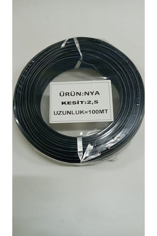 2.5 Mm Siyah Nya Kablo 100 Metre Tam Kesit Tesisat Kablosu