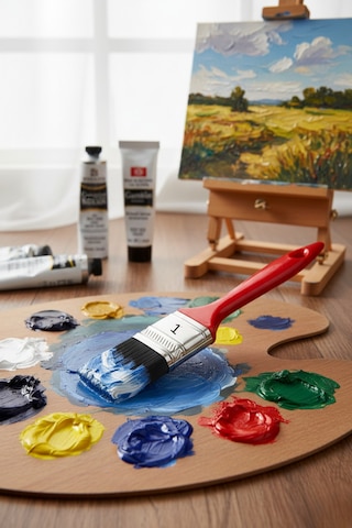 Plastik Saplı Yağlı Boya Akrilik Fırçası No:1 Resim Ressam Fırçası Hobi Duvar Metal Ahşap Boyama