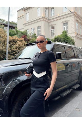 Düğme Yakalı Siyah Alt Üst Takım S3943 Siyah