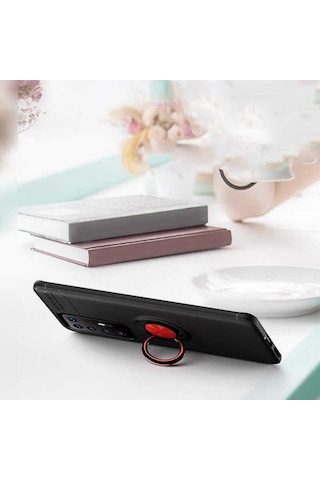 Huawei P40 Pro Kilif Yüzüklü Magnetli Ravel Case 433120437