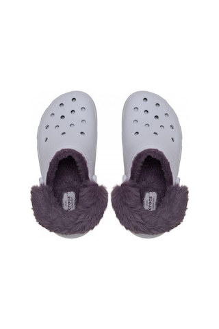 Crocs Classic Platform Fuzz Lined Clog Frosted Grape Terlik 212854-5bo Lila - Mor