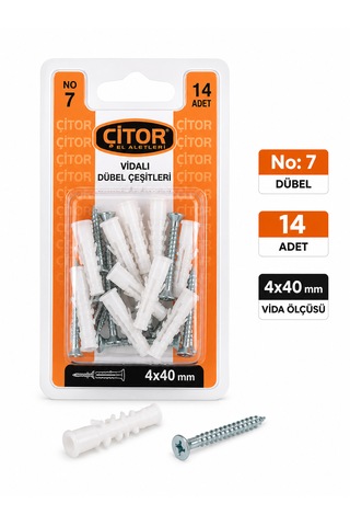Çitor Vidalı Dübel Çoklu Paket 4 x 40