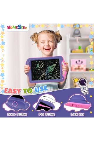 Astrodraw Kız Oyuncakları 2 3 4 5 6 Yaş Kız Çocuk si, Renkli Çizim Pedi Taşınabilir Tutamak, Lcd Yazma Tab