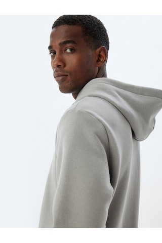 Koton Kapşonlu Sweatshirt Basic Pamuk Karışımlı Gri 5wam70001mk Gri