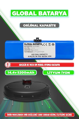 Arçelik Robo Rs 9034 Hm Uyumlu Batarya 5200mah