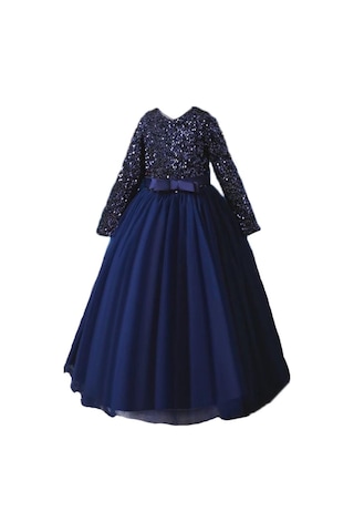 Mashotrend Lacivert Zara Payetli Çocuk Abiye - Kız Çocuk Elbise Lacivert