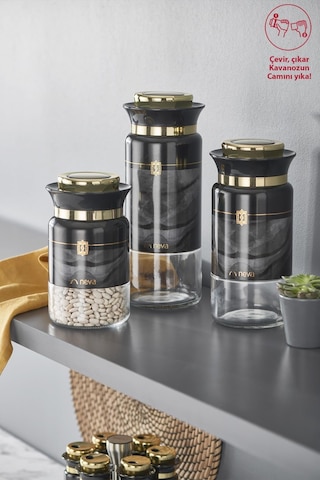 Neva N3272 Marble Plus 3 Lü Kavanoz Seti