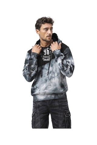 Cipo & Baxx Cl593 Erkek Hoodie Sweatshirt Modern Baskılı, Kapüşonlu, Rahat Kesim Sweatshirt Siyah