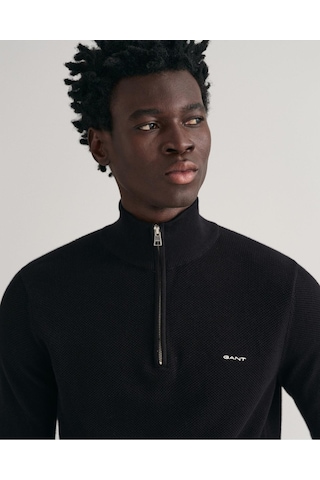 Gant Erkek Siyah Regular Fit Yarım Fermuarlı Kazak-10746 5-siyah
