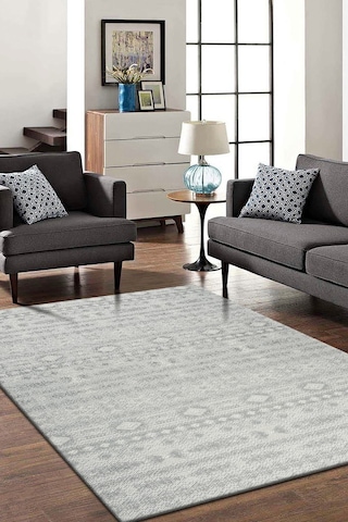Modern Tasarımlı Jüt Dokuma Loop Sisal Gri Renk Halı Krem