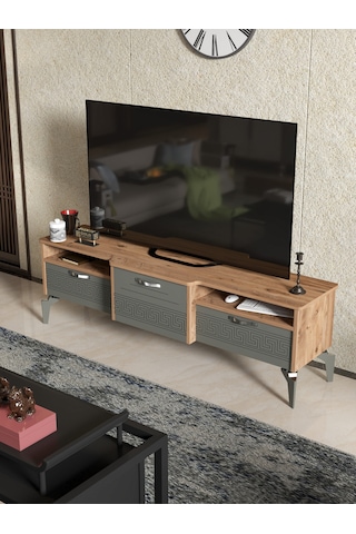 Tv Sehpası Tv Ünitesi Saraylı Beyaz Gold 5062 Çok Renkli